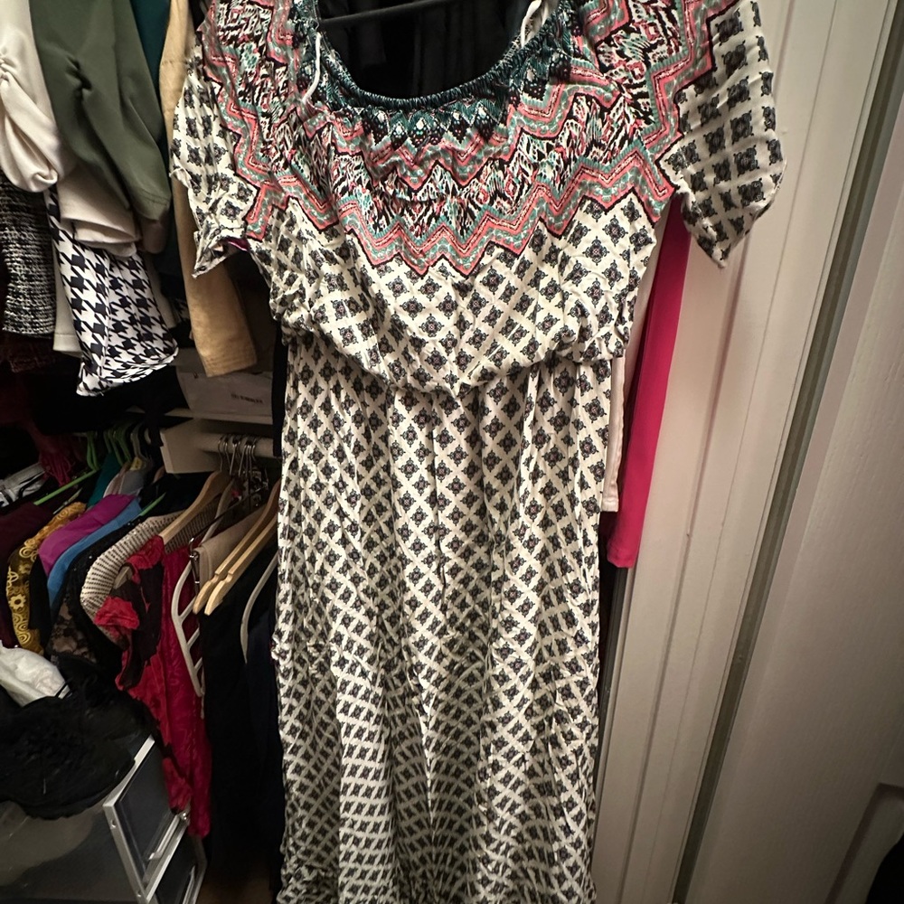 Patterned Off-Shoulder Dress